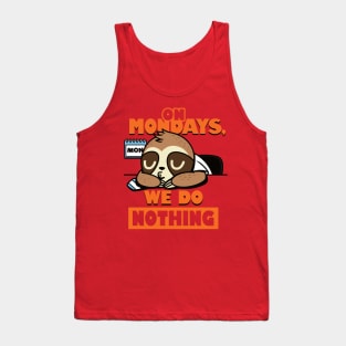 Cute Funny I Hate Monday Sloth Procrastination Funny Meme Tank Top